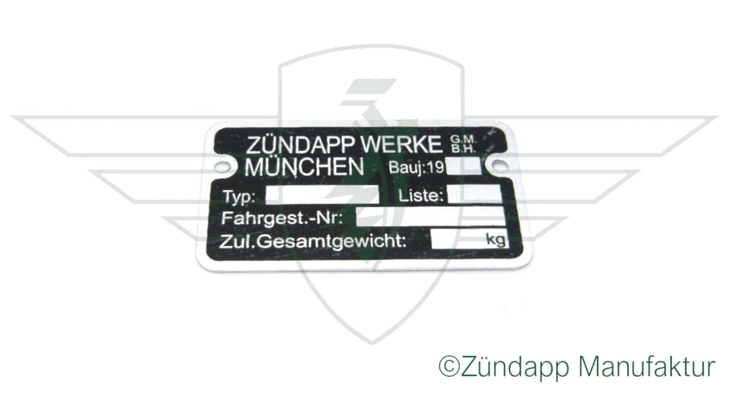 Typschild Fahrgestell